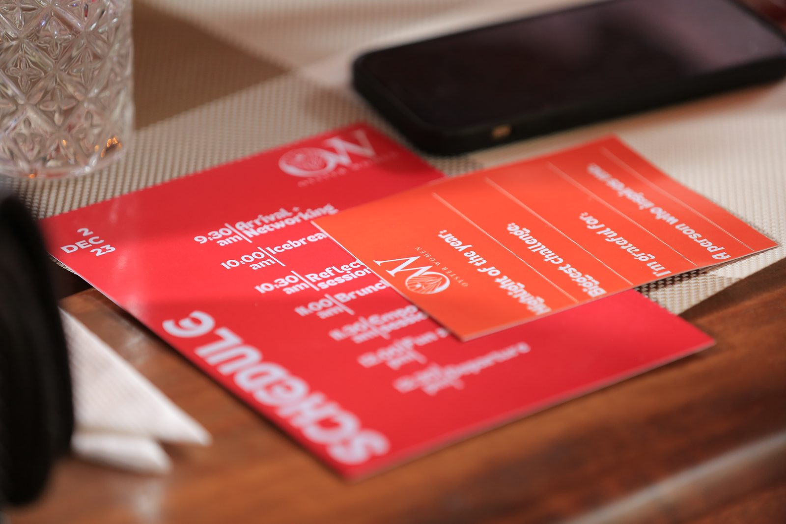 Oyster Women event schedule and reflection cards